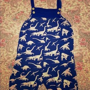 Mini Boden girls dino print overalls